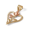 Thumbnail Image 1 of Diamond-Cut Double Rose Heart Necklace Charm in 10K Solid Two-Tone Gold