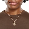 Thumbnail Image 2 of Diamond-Cut Double Rose Heart Necklace Charm in 10K Solid Two-Tone Gold