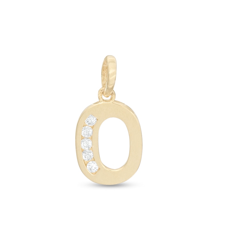 Cubic Zirconia Number "0" Necklace Charm in 10K Gold