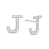 Thumbnail Image 0 of Cubic Zirconia "J" Initial Vintage-Style Stud Earrings in Solid Sterling Silver