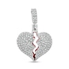 Thumbnail Image 0 of Small Cubic Zirconia and Red Enamel Broken Heart Necklace Charm in Solid Sterling Silver