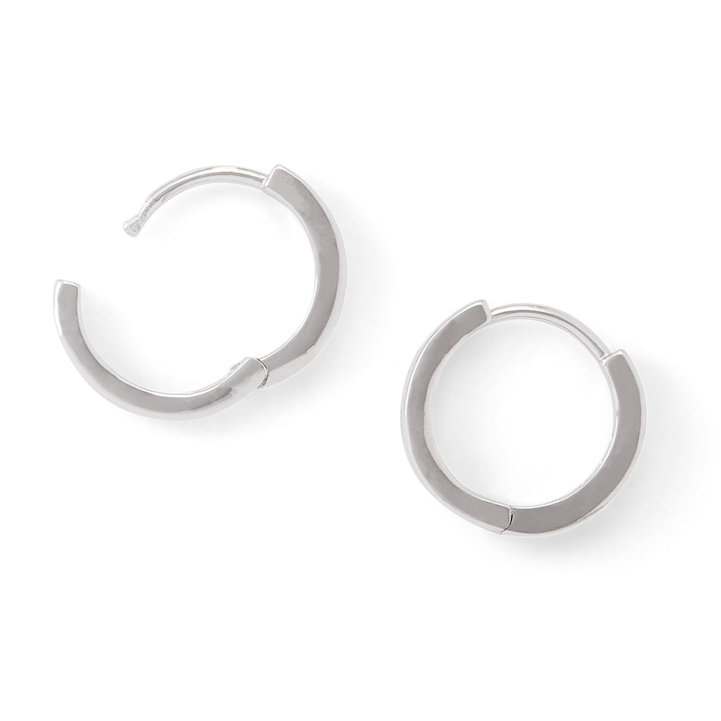 13mm Black Cubic Zirconia Channel Huggie Hoop Earrings in Solid Sterling Silver