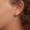Thumbnail Image 2 of 13mm Black Cubic Zirconia Channel Huggie Hoop Earrings in Solid Sterling Silver