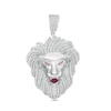 Thumbnail Image 0 of 6mm Red and White Cubic Zirconia Lion Head Necklace Charm in Sterling Silver