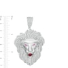 Thumbnail Image 1 of 6mm Red and White Cubic Zirconia Lion Head Necklace Charm in Sterling Silver