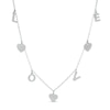 Thumbnail Image 0 of "LOVE" and Heart Disc Alternating Charm Station Anklet in Sterling Silver - 10"
