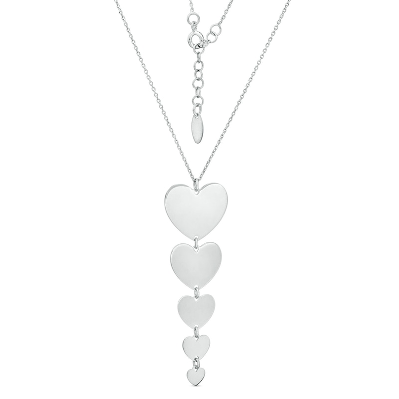 Made in Italy Graduated Heart Disc Drop Pendant in Sterling Silver - 18"
