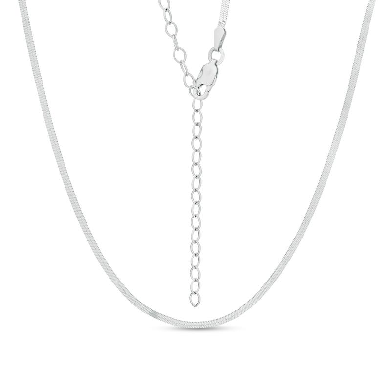 035 Gauge Solid Herringbone Chain Choker Necklace in Sterling Silver - 16"
