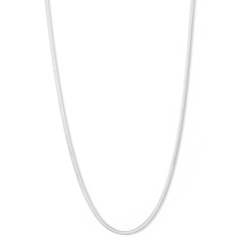 Made in Italy 030 Gauge Herringbone Chain Necklace in Solid Sterling Silver - 18"