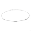 Thumbnail Image 0 of Blue and White Cubic Zirconia Evil Eye Trio Station Anklet in Solid Sterling SIlver - 10"