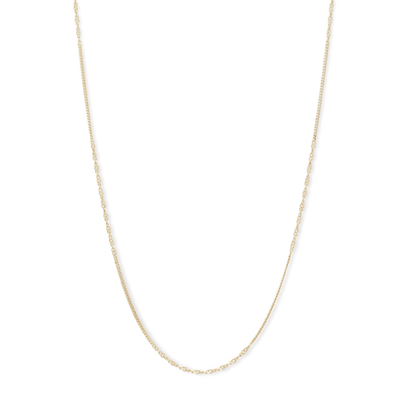 Made in Italy 030 Gauge Diamond-Cut Twisted Curb Chain Necklace in 10K Solid Gold - 18"