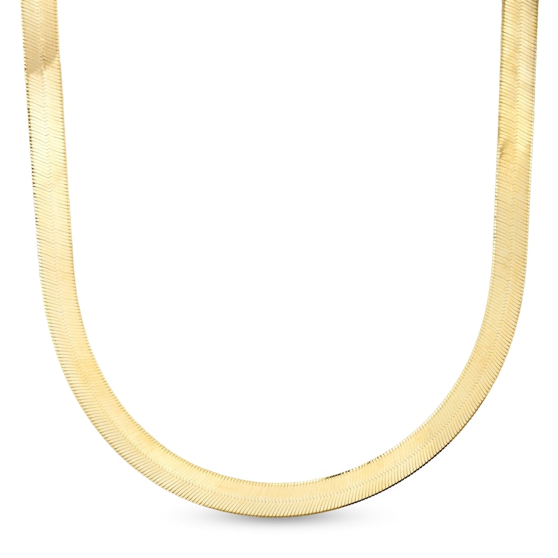 050 Gauge Solid Herringbone Chain Necklace in 10K Gold - 22"
