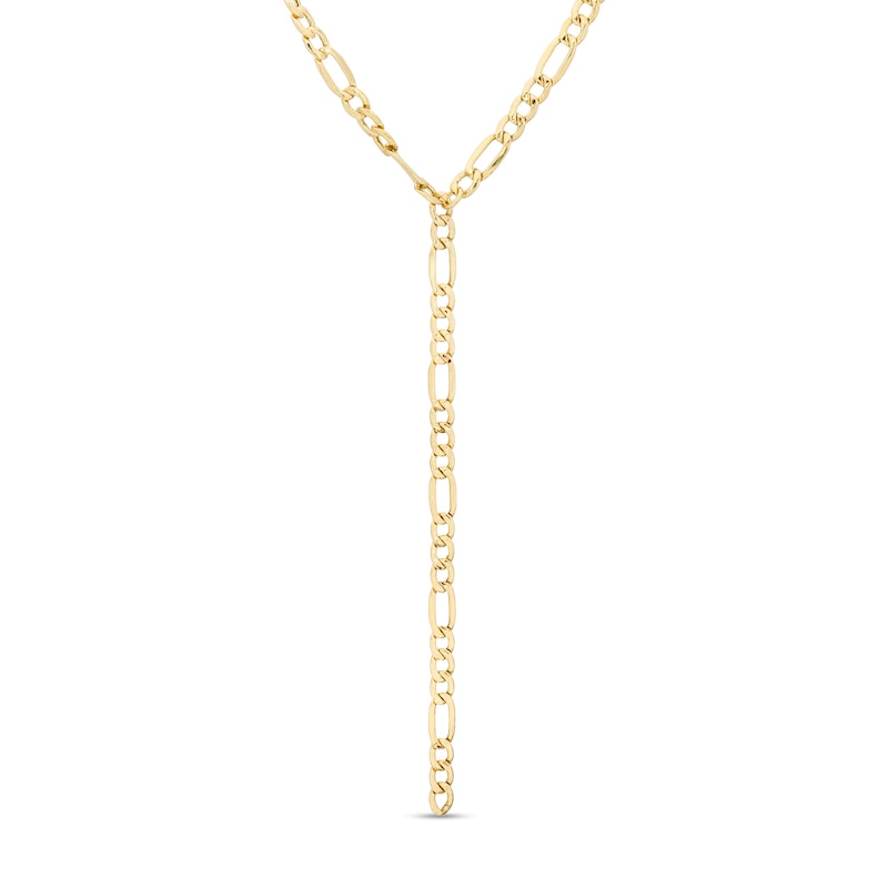 Made in Italy 080 Gauge Hollow Figaro Chain "Y" Necklace in 10K Gold - 20"