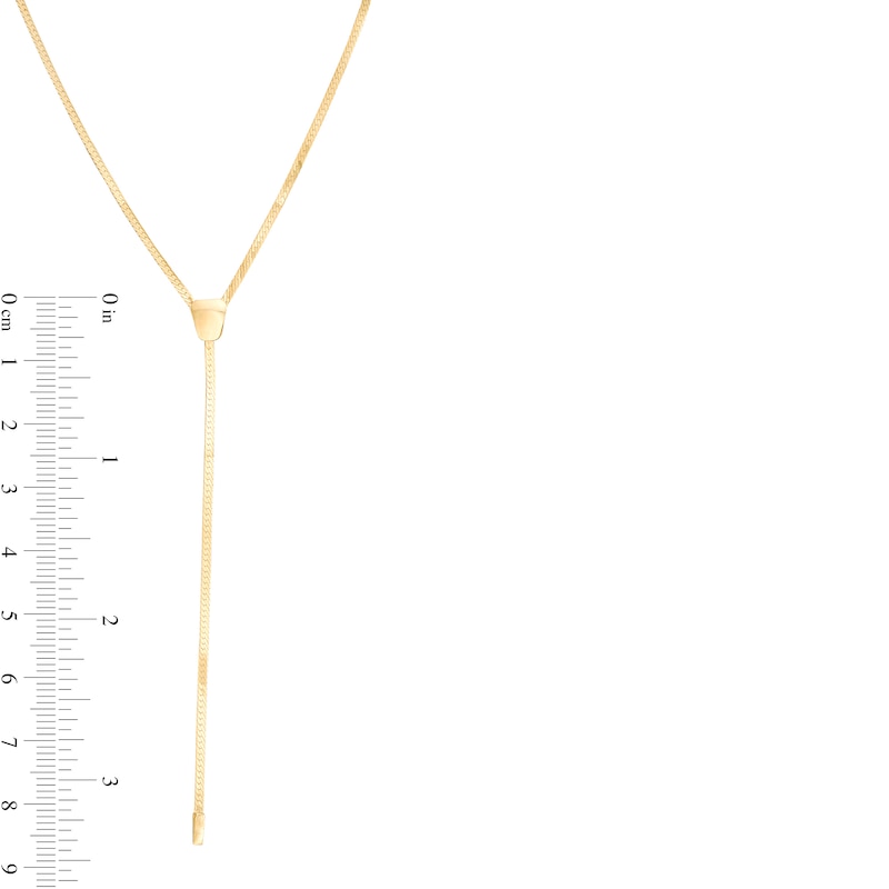 020 Gauge Solid Herringbone Chain "Y" Necklace in 10K Gold - 18"