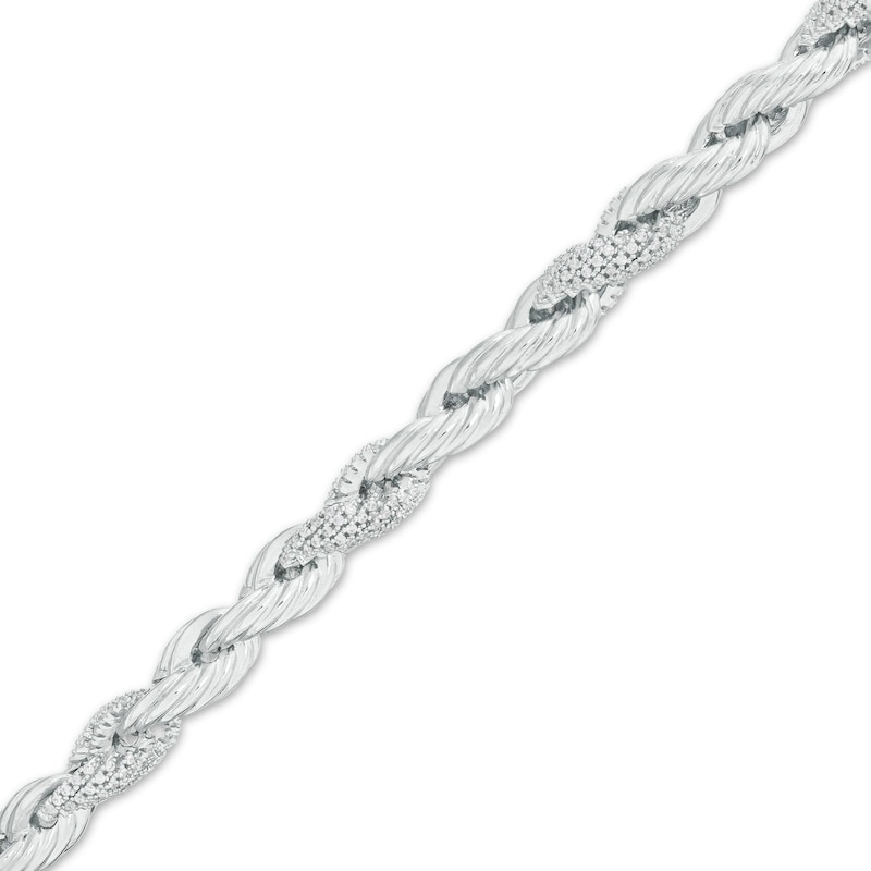 Cubic Zirconia Rope Chain Bracelet in Sterling Silver - 8"