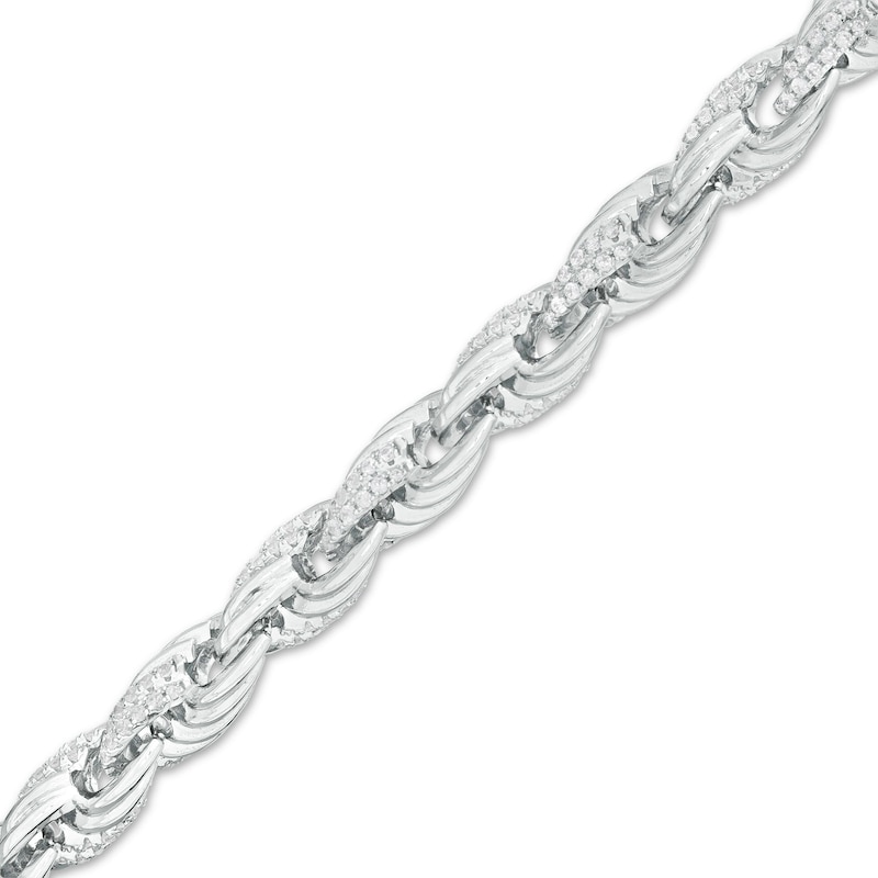 Cubic Zirconia Rope Chain Bracelet in Sterling Silver - 8.25"