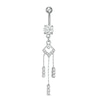 Thumbnail Image 0 of Stainless Steel and Zinc Alloy CZ and Crystal Geometric Triple Dangle Belly Button Ring - 14G