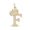 Thumbnail Image 0 of Cubic Zirconia "F" Initial with Crown Necklace Charm in 10K Solid Gold