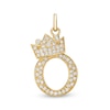 Thumbnail Image 0 of Cubic Zirconia "O" Initial with Crown Necklace Charm in 10K Solid Gold