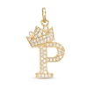 Thumbnail Image 0 of Cubic Zirconia "P" Initial with Crown Necklace Charm in 10K Solid Gold