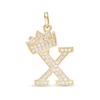 Thumbnail Image 0 of Cubic Zirconia "X" Initial with Crown Necklace Charm in 10K Solid Gold