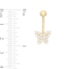 Thumbnail Image 1 of 014 Gauge Cubic Zirconia Butterfly Belly Button Ring in 10K Gold