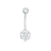 Thumbnail Image 0 of 014 Gauge 4mm Cubic Zirconia Spiked Ball Belly Button Ring in 14K White Gold