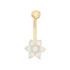 Thumbnail Image 0 of 014 Gauge 3mm Simulated Opal Flower Belly Button Ring in 10K Gold