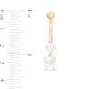 Thumbnail Image 1 of 014 Gauge Emerald-Cut and Round Cubic Zirconia Dangle Belly Button Ring in 10K Gold