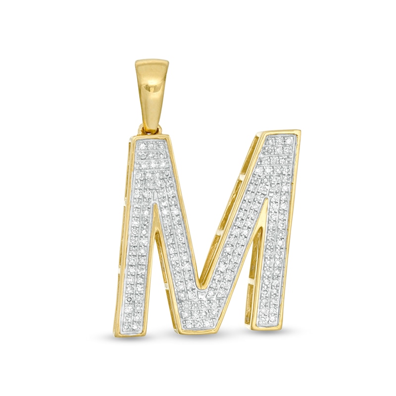 1/3 CT. T.W. Diamond "M" Initial Necklace Charm in 10K Gold