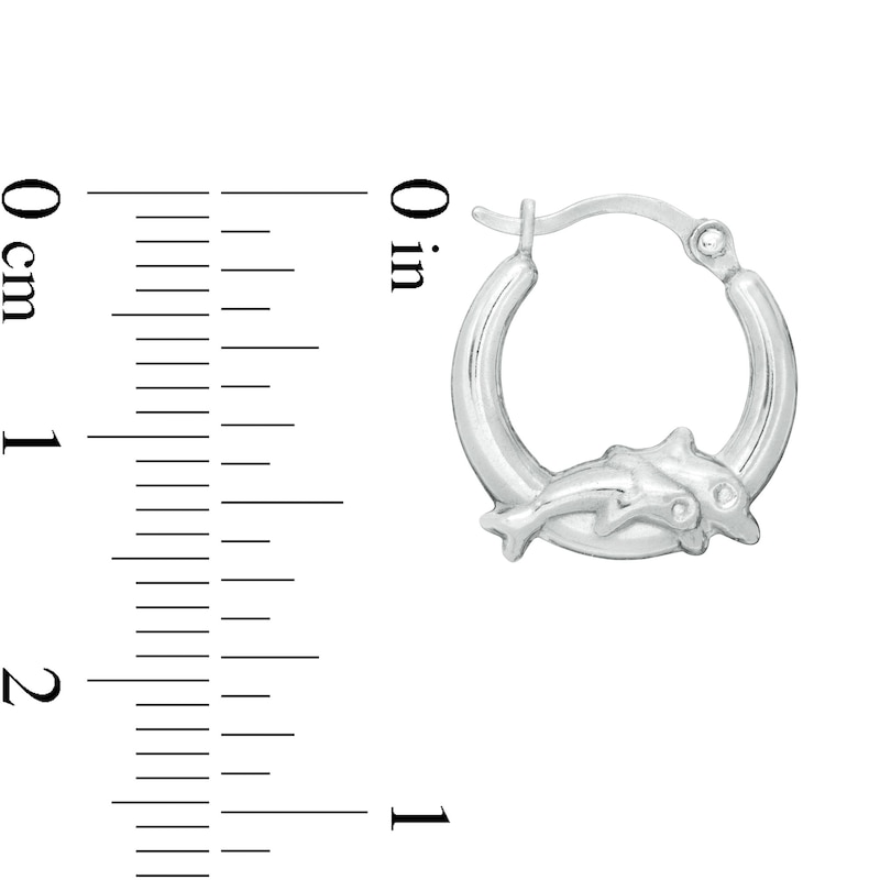 14.2mm Double Dolphin Tube Huggie Hoop Earrings in Hollow Sterling Silver