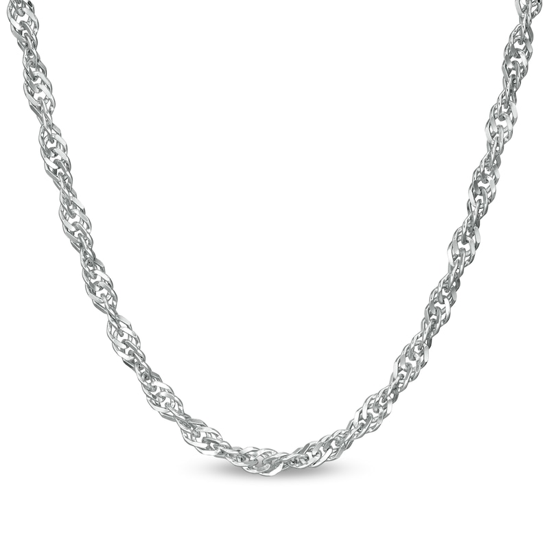 Made in Italy Child's 050 Gauge Solid Singapore Chain Necklace in Sterling Silver - 15"