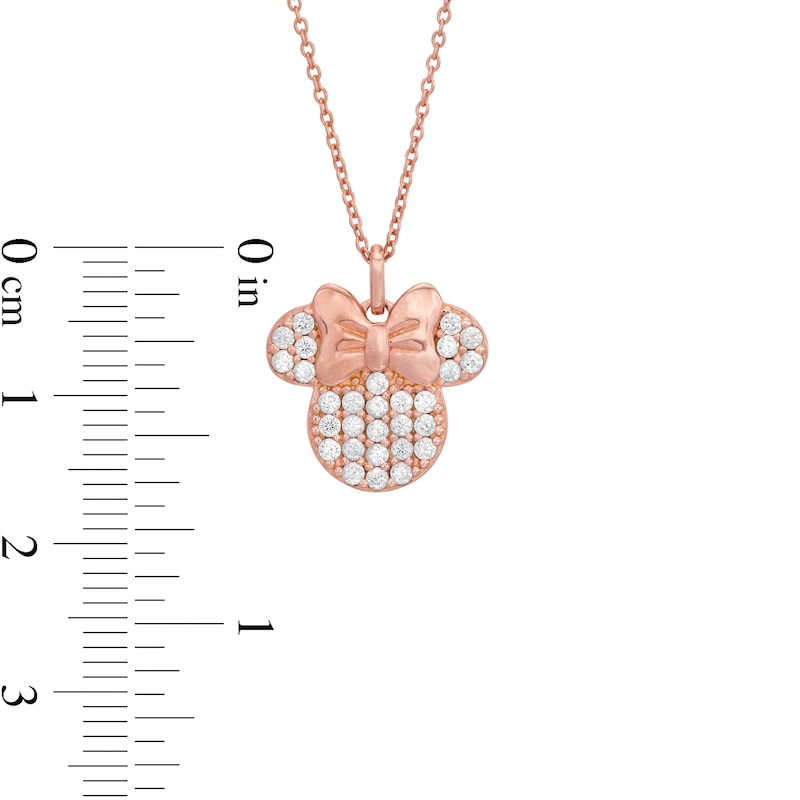 Child's Cubic Zirconia ©Disney Minnie Mouse Pendant in Sterling Silver with 14K Rose Gold Plate - 15"