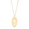 Thumbnail Image 0 of Made in Italy Child's Cross Cutout Oval Disc Pendant in 10K Gold - 13"