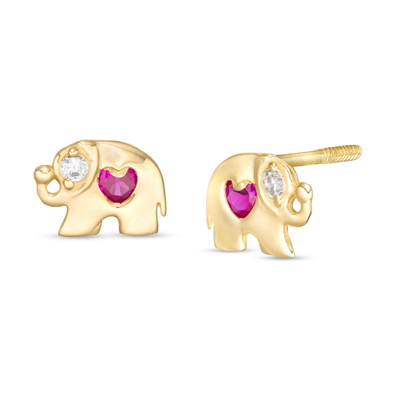 Child's Multi-Shape Cubic Zirconia Elephant Stud Earrings in 10K Gold