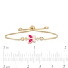 Thumbnail Image 1 of Child's Pink and White Enamel Butterfly Bolo Bracelet in 10K Gold - 6.75"