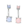 Thumbnail Image 0 of Solid Stainless Steel Iridescent Crystal Belly Button Ring Set - 14G