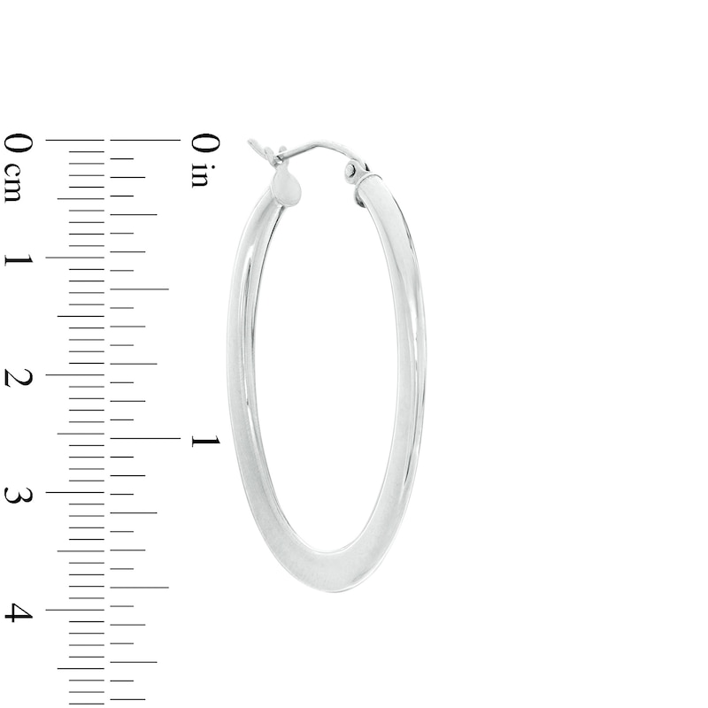30mm Oval Tube Hoop Earrings in Sterling Silver