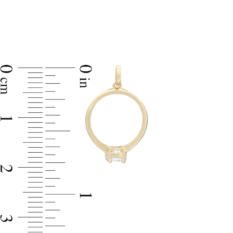 4mm Cubic Zirconia Solitaire Ring Necklace Charm in 10K Gold