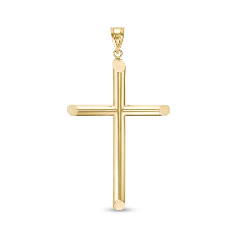 Tube Cross Necklace Charm in 10K Gold