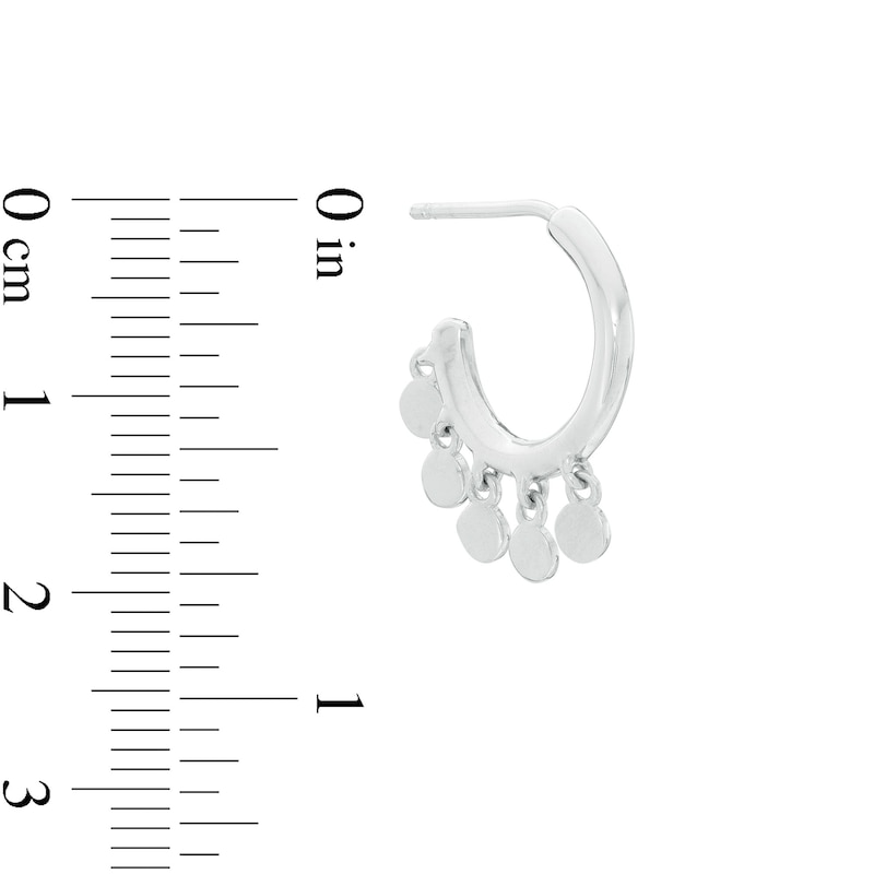 Mini Disc Dangle J-Hoop Earrings in Sterling Silver