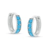 Thumbnail Image 0 of Simulated Turquoise Channel-Set Five Stone 9.15mm Huggie Hoop Earrings in Sterling Silver