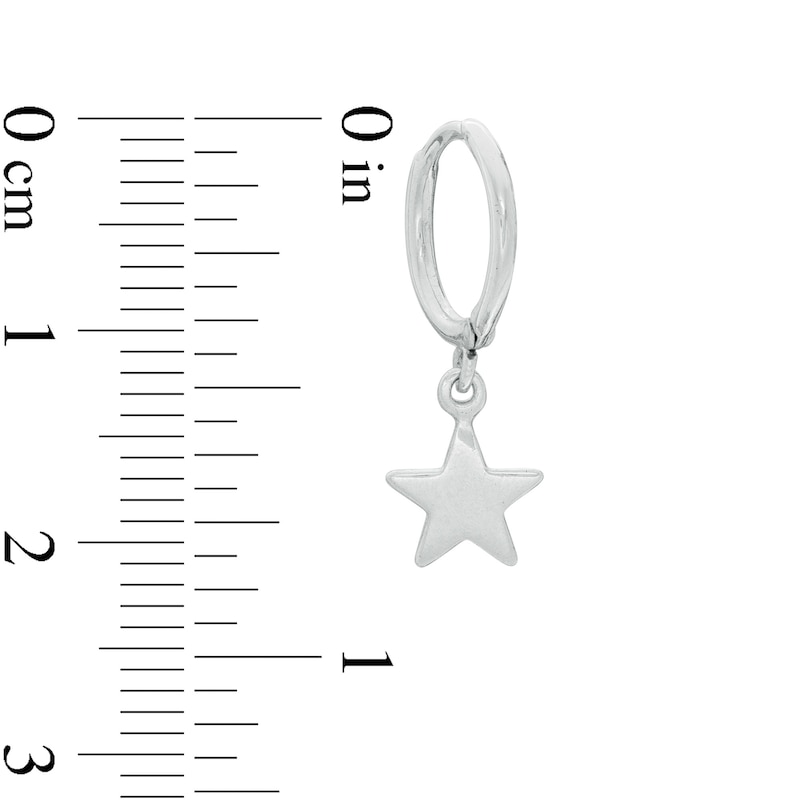 Mini Star Dangle 11mm Huggie Hoop Earrings in Sterling Silver