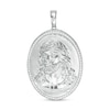 Thumbnail Image 0 of Cubic Zirconia Frame Jesus Head Oval Medallion Necklace Charm in Sterling Silver
