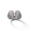 Thumbnail Image 0 of Cubic Zirconia and Red Enamel Broken Heart Ring in Solid Sterling Silver