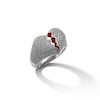 Thumbnail Image 1 of Cubic Zirconia and Red Enamel Broken Heart Ring in Solid Sterling Silver