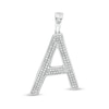 Thumbnail Image 0 of Cubic Zirconia Pavé "A" Block Initial Necklace Charm in Solid Sterling Silver