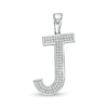 Thumbnail Image 0 of Cubic Zirconia Pavé "J" Block Initial Necklace Charm in Solid Sterling Silver