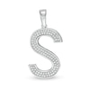 Thumbnail Image 0 of Cubic Zirconia Pavé "S" Block Initial Necklace Charm in Solid Sterling Silver