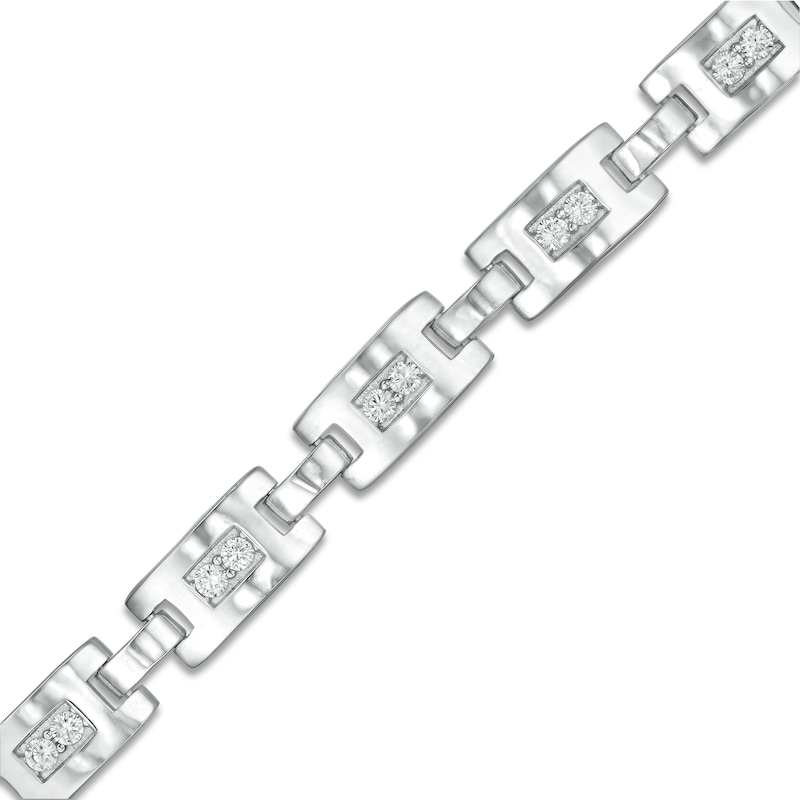 Cubic Zirconia Duos Link Bracelet in Sterling Silver - 8.5"